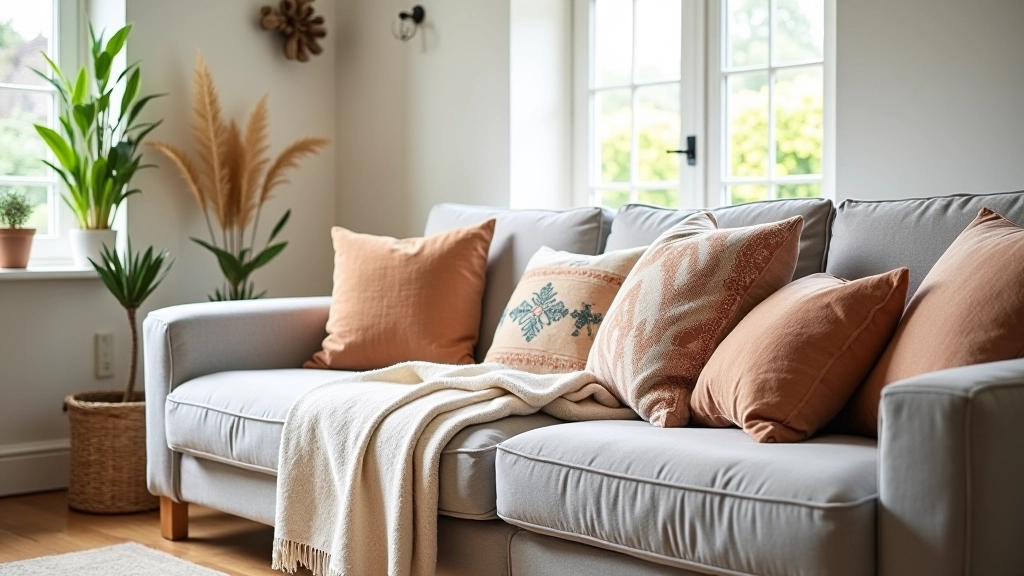 Cosy layering setup with throws and cushions