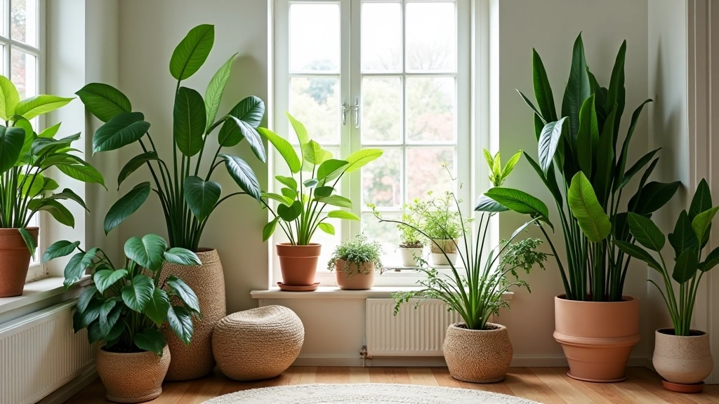 Indoor plants styled in a British home setting
