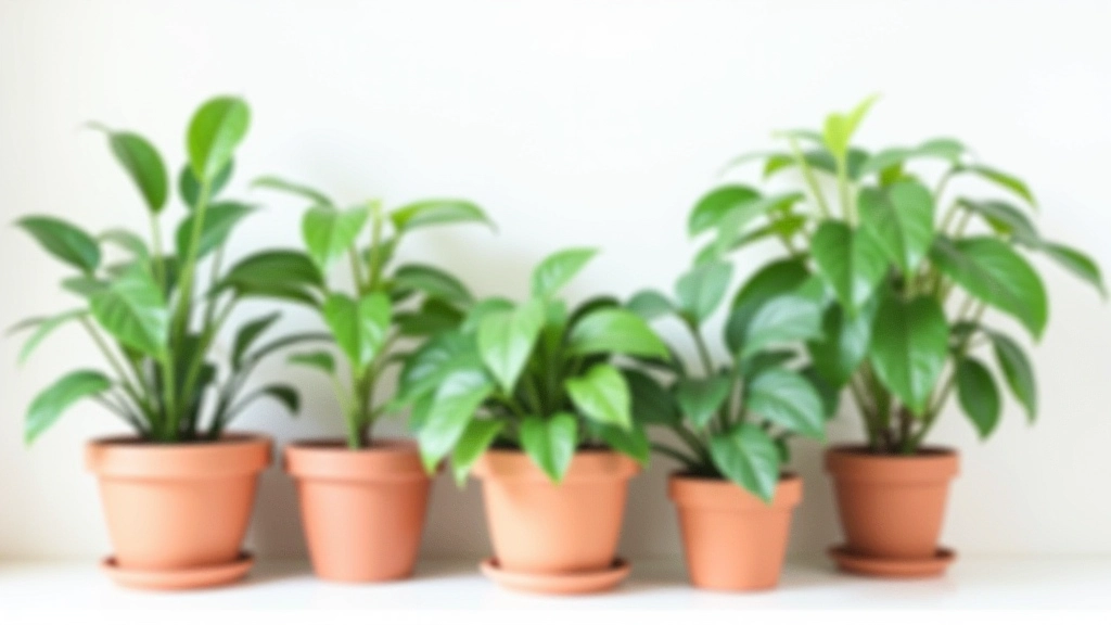 Collection of popular indoor houseplants arranged together including monstera, snake plant, and fiddle leaf fig in various pot sizes