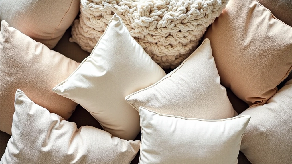 Variety of throw and cushion fabrics in complementary colours showing texture combinations for successful layering