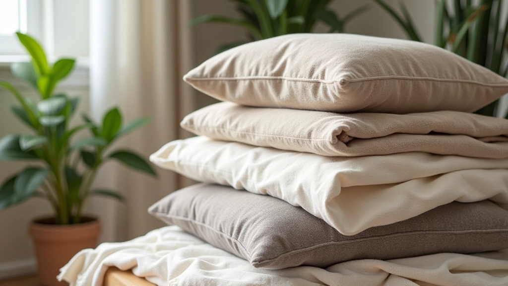 Close-up of layered textured fabrics showing different weave patterns, wool, cotton, and linen materials stacked together
